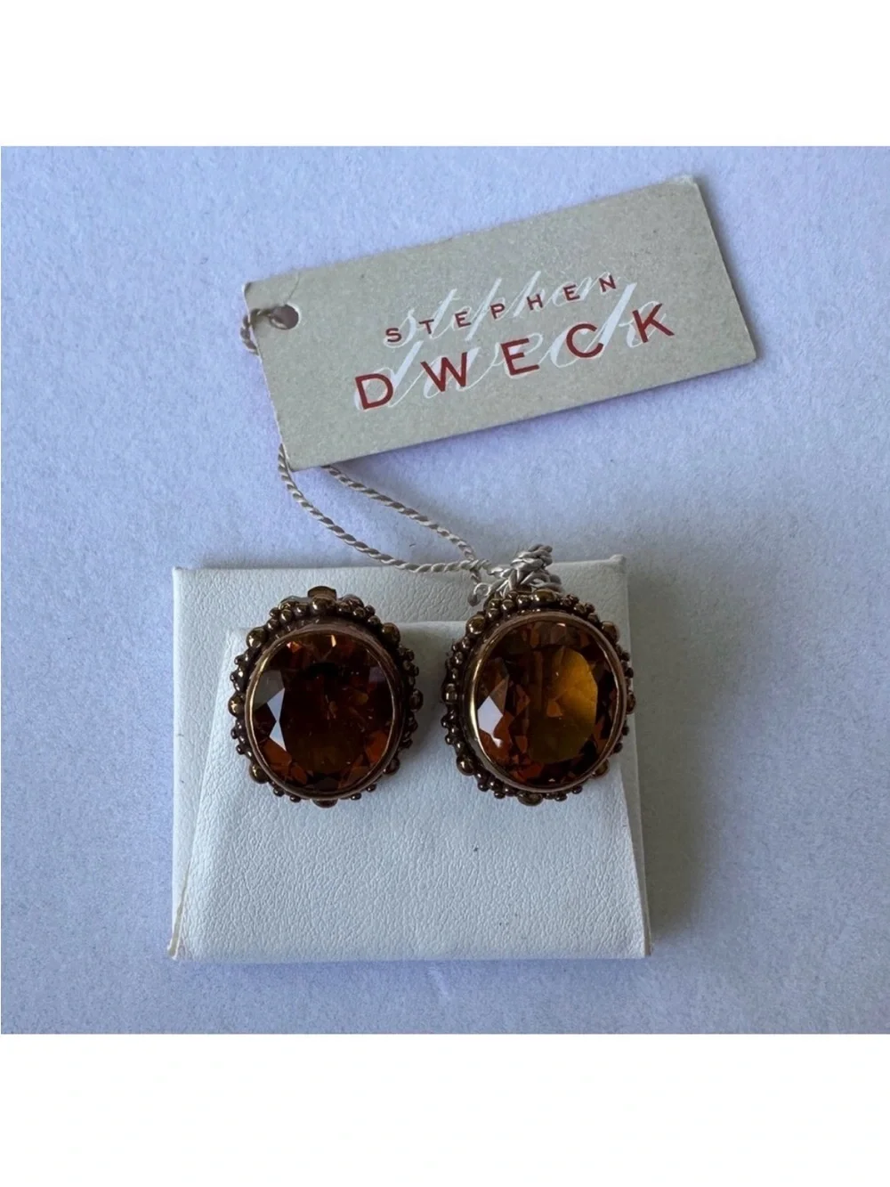 Sold NEW Stephen Dweck Bronze Citrine Bead Set Clip On Earrings Festival Boho